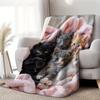 Cute Kitten Fleece Blanket Adorable Cats In Pink Blanket Soft Cozy Throw Home Decor for Living Room or Bedroom Gift for Cat