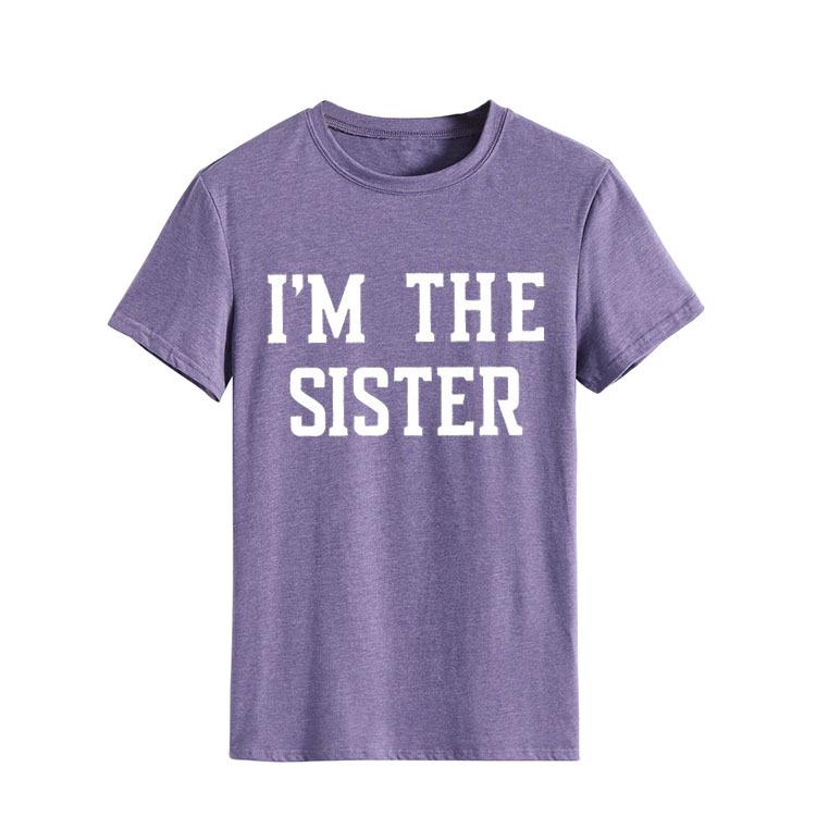 "I'M THE SISTER" Letter Print Women's Short-Sleeve T-Shirt - European & US Style Cross-Border Fashion.