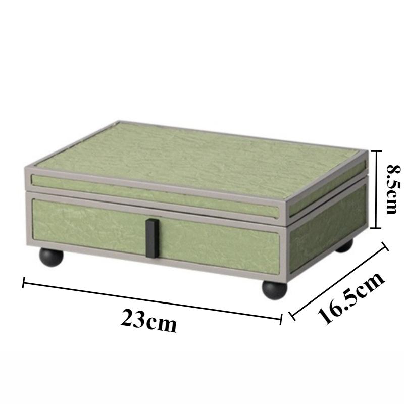 

Green Leather Jewelry Box Exquisite Minimalist Ring Necklace Earrings Bracelet Storage Boxes Travel Makeup Organizer Container