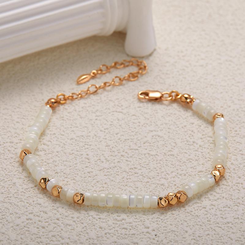 

S925 Sterling Silver Natural White Shell Colored Treasure Necklace Women S French Simple Fashion Trend Exquisite Handmade Beads