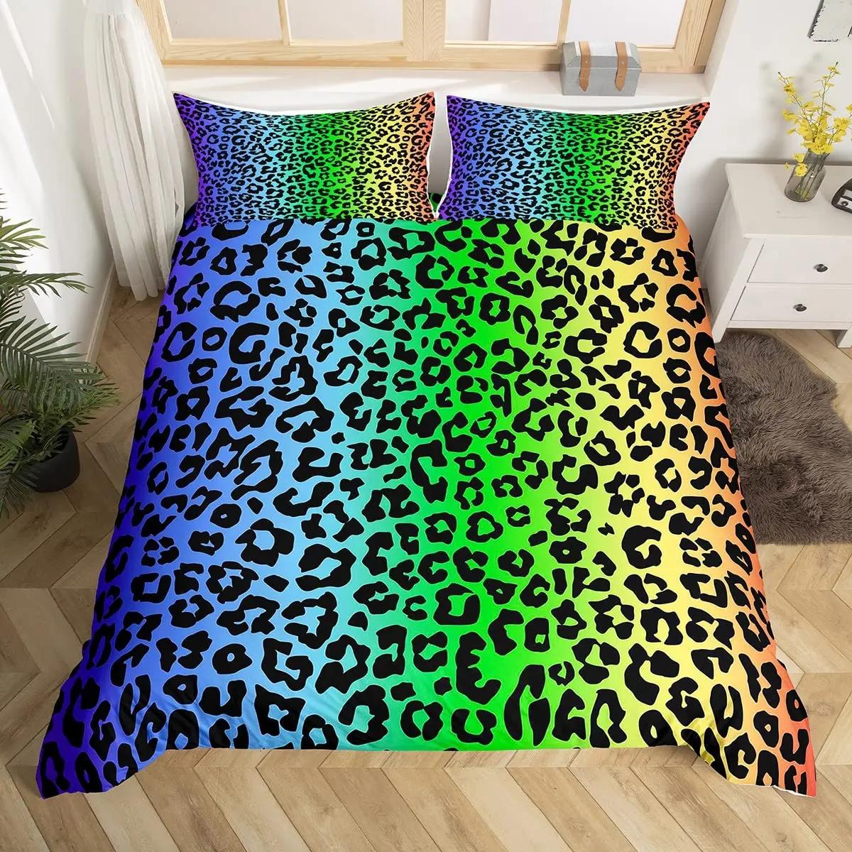 

Leopard Print Bedding Set Animal Skin Duvet Cover for Kids Teens Adult Quilt Cover Polyester Comforter Cover with Pillowcase Crib 70x133cm 2pcs