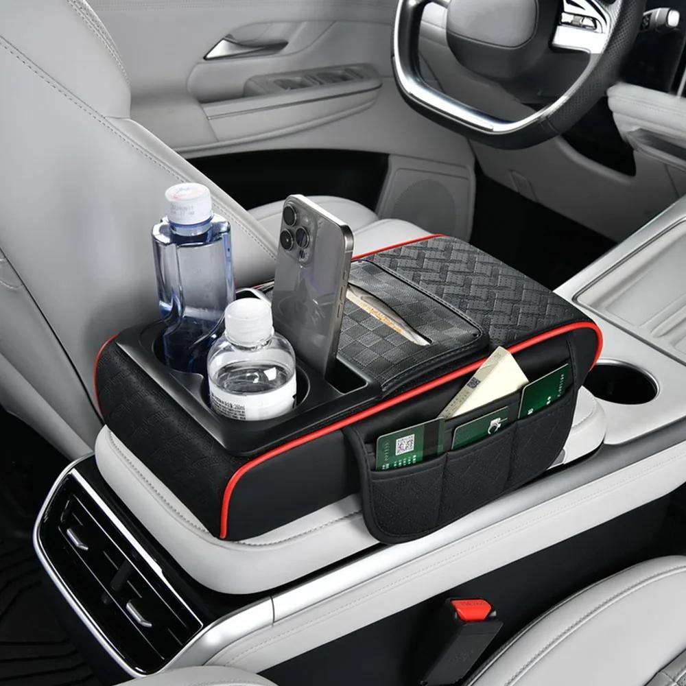

Car Armrest Cushion Extender with Storage Wireless Charging Cup Tissue Holder Multifunctional Interior Accessories Organizer