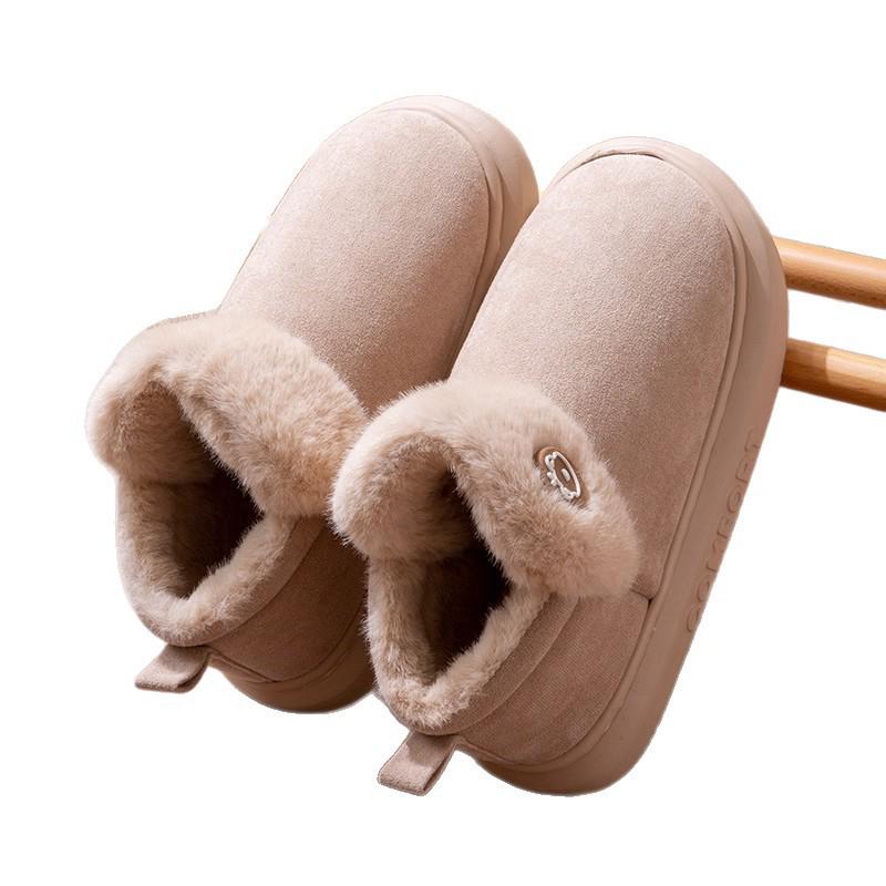 Women's Thick Sole Velvet-Lined Snow Boots - Cozy Autumn/Winter Fluffy Feel with Heel for Outdoor Wear.