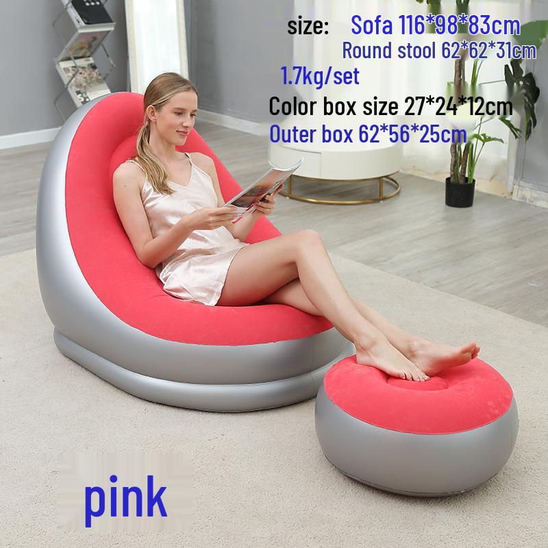 

Надувное кресло-кровать с подставкой для ног - уличное ленивое флокированное кресло 116*98*83cm