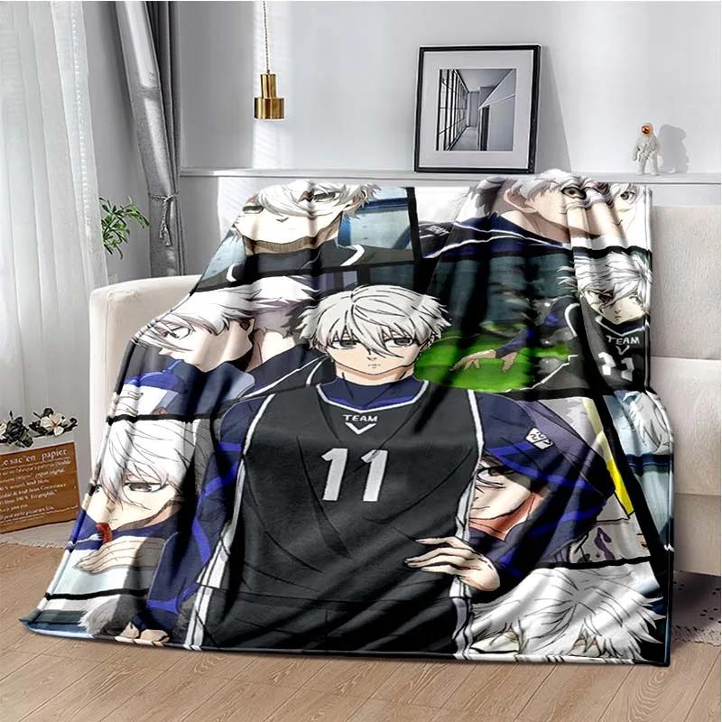 Japanese Cartoon Anime Blue Lock Flannel Throw Blanket Adult Kid Winter Warm Blanket for Bedroom Living Room Sofa Travel Picnic