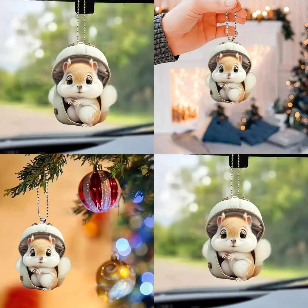 Car Squirrel Interior Decor Acrylic Pendant Christmas Tree Vehicles Ornament