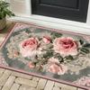 Pink RoseFloral RugElegant Flower Pattern Carpet for Bedroom Romantic and Chic Home Decor Anti slip carpet can be machine washed
