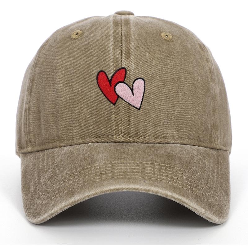 Versatile Vintage Peach Heart Embroidery Baseball Cap - Korean Style, Thin, Soft Brim, Spring/Summer, Unisex