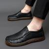 2025 Casual Leather Shoes Men's Soft Leather Large Size Foot Cover Hollowed Out and Breathable Summer Men's Leather Breathable and Comfortable