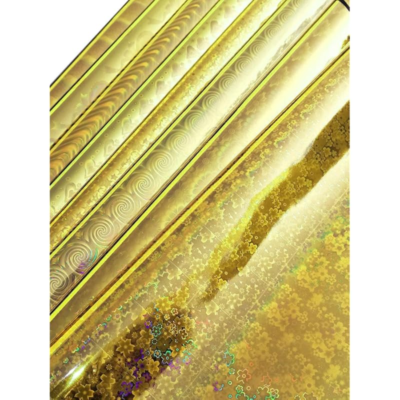 Accuprints Pack Of 50 Yellow Color Metallic Gift Wrapping Sheets 50 Piece, 65Cm X 45Cm, Multicolor Holographic Sheets Id