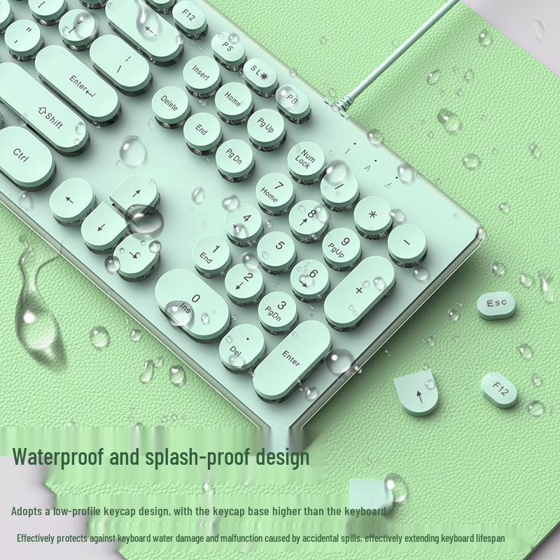Silent Wired Punk Mechanical Keyboard & Mouse Set with Luminous Design - Ideal for Girls' Office Use, High Style & Performance