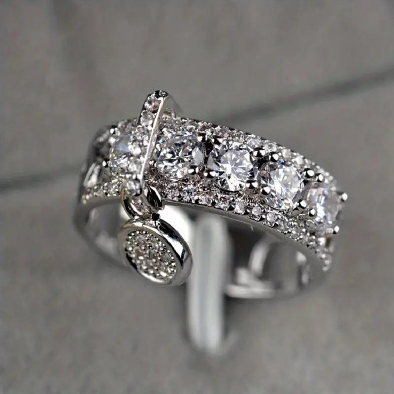 

1 шт., креативное кольцо с инкрустацией из циркона, ювелирные аксессуары 10 серебряный