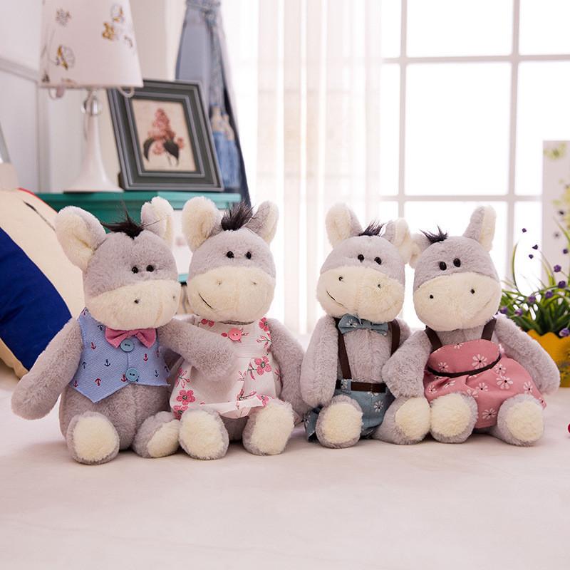 Donkey Cartoon Cute Couple Plush Toys Wedding Dresses Tuxedos Dolls Girls Gift