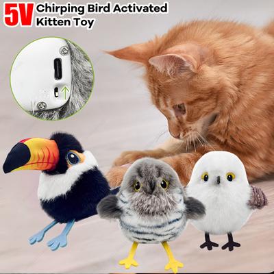 Automatisches tanzendes Vogel-Katzen-Spielzeug mit Geräusch, elektrisch flatterndes Kätzchen-Spiel, wiederaufladbares Haustierspielzeug, aktiv bewegliches Haustier-interaktiv