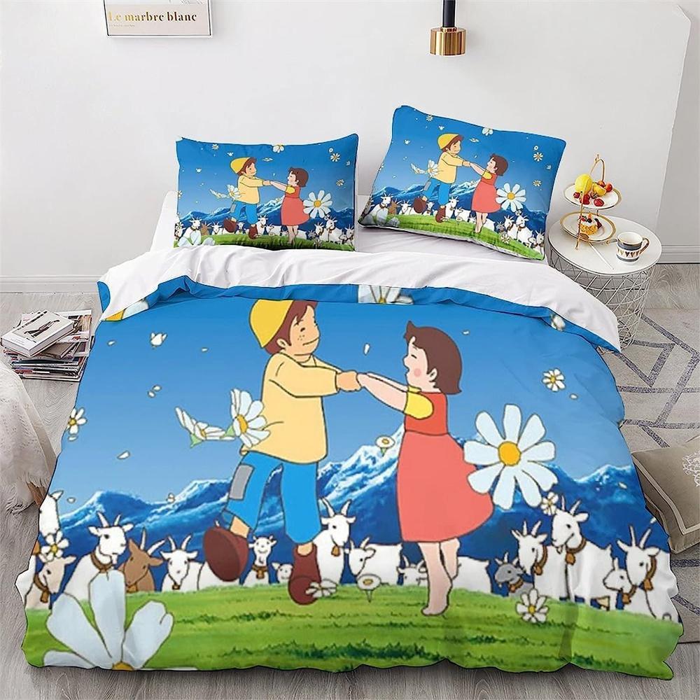 Anime Mädchen Heidi Bettbezug Set 2 Teile Hotelqualität Deckenbezug Bettwäscheset Bettbezüge Mit Kissenbezügen Mit Reißverschluss