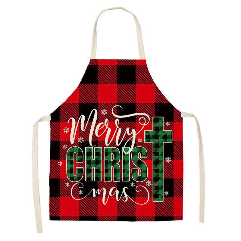 Christmas Apron New Creative Printed Polyester Apron Holiday Decoration Party Home Kitchen Anti-fouling Apron