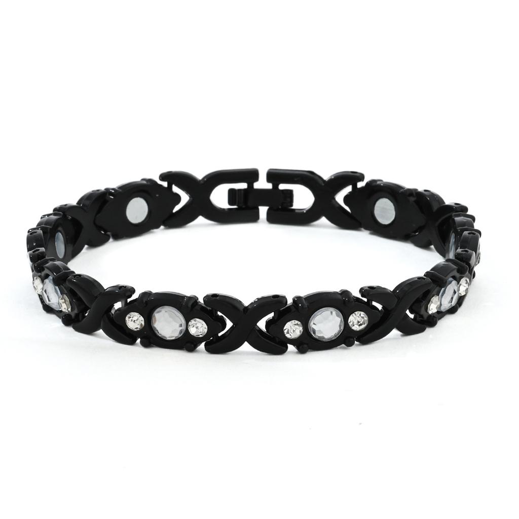 Ladies Detachable Energy Magnetic Bracelet Eco Friendly Rhinestone Adjustable Bangle