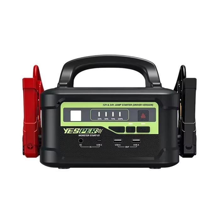YESPER MONSTER START P1: Přenosný nouzový startér pro auto, 12 V/24 V, 3 700 A, powerbanka 58 800 mAh