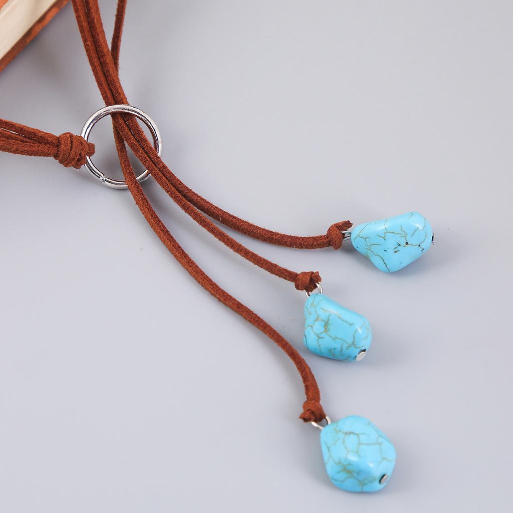 Sweater Chain Pendant Bohemian Fashion Necklace Turquoise Jewelry Vintage Women Gifts Commuter Festival Long 1PC  Handmade