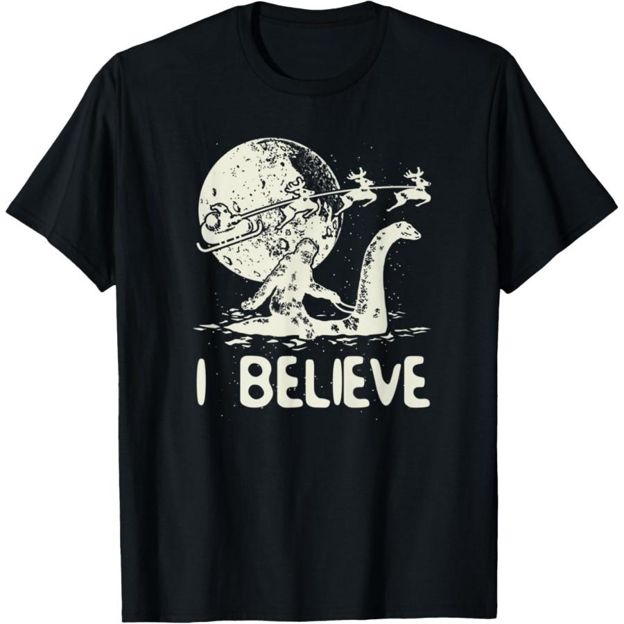 I Believe in Bigfoot Sasquatch Yeti and Santa Claus T-Shirt S
