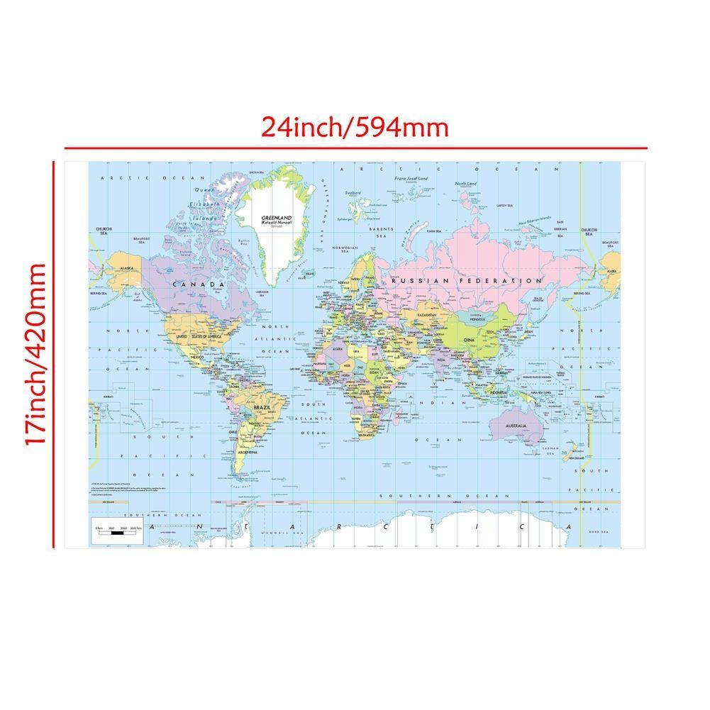 Die Politische Weltkarte mit Details Malerei Wandkunst Poster Heimdekor Kinder Schulbedarf Dekorative Hängebild