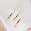1 A necklace  1 A set of ear hooks made of copper, minimalist style, dopamine style, vertical long strip shape Designed women's jewelry set for daily