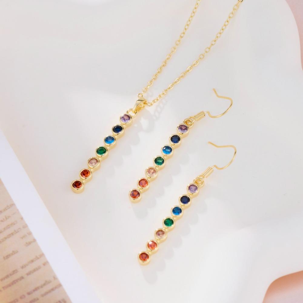 1 A necklace  1 A set of ear hooks made of copper, minimalist style, dopamine style, vertical long strip shape Designed women's jewelry set for daily