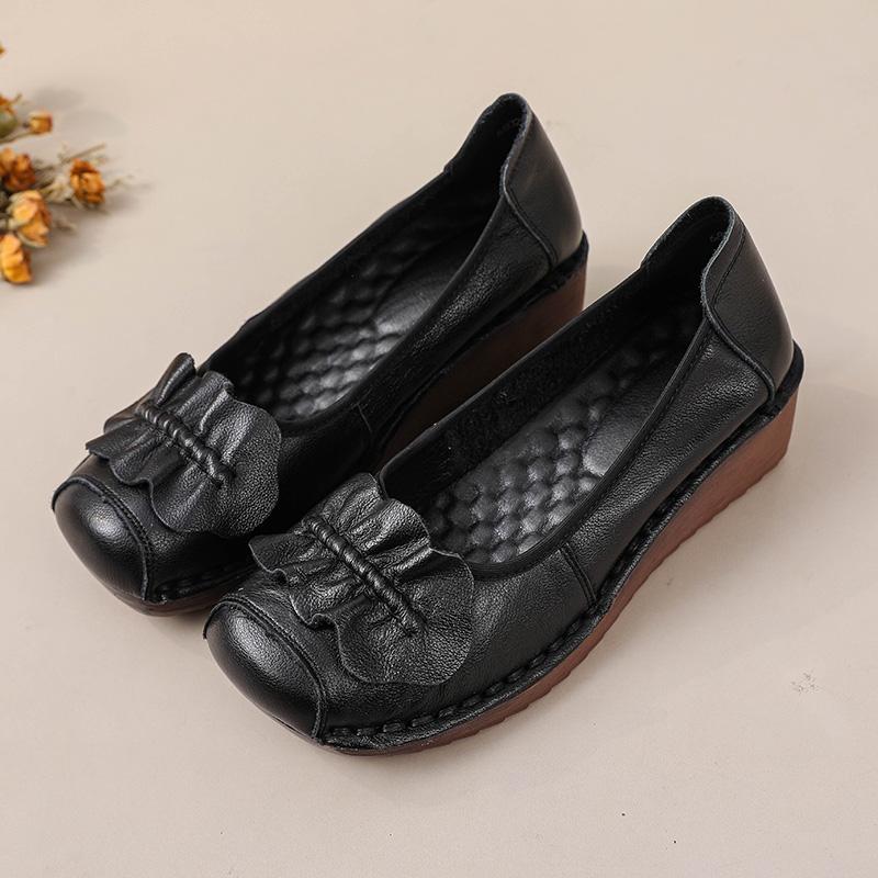 Mode Neu Frühling 3,5 cm Keilabsatz Ballerinas Damen Slipper Damenschuhe Luxus Loafer Damen Handgefertigte Vintage Mokassins Mama Schuhe