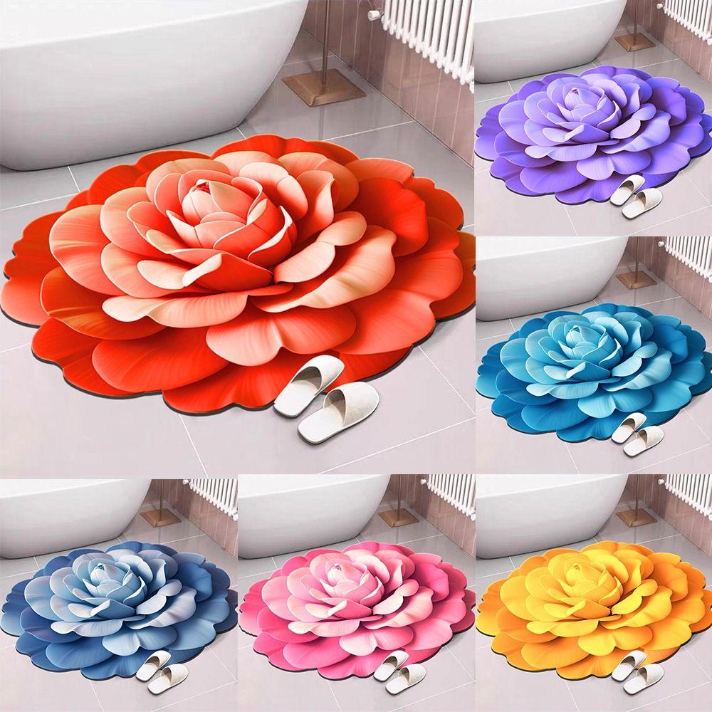 Special-shaped Peony Floor Mat Non-slip Door Gasket Blanket  for Living Room Tea Table Bedside
