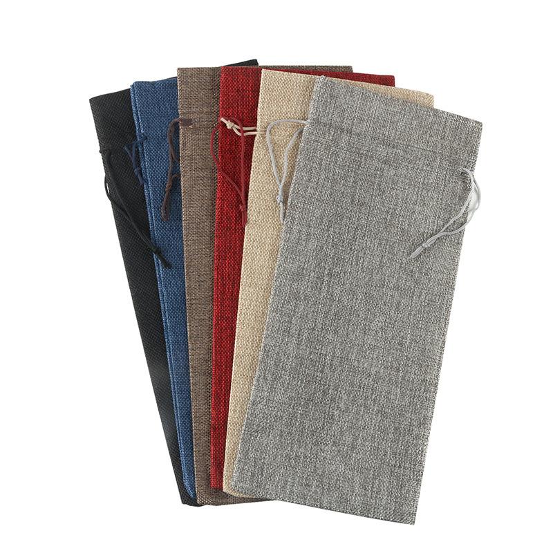 12Pcs Linen Drawstring Wine Bottle Covers With Tags and Linen Rope Dustproof Red Wine Packaging Bag Xmas Christmas Party Decor