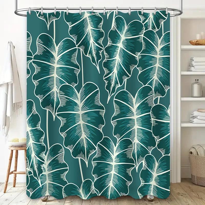 Green Leaves Shower Curtain Waterproof Bath Decorative Printing Bathroom Decor  International Shipping Available