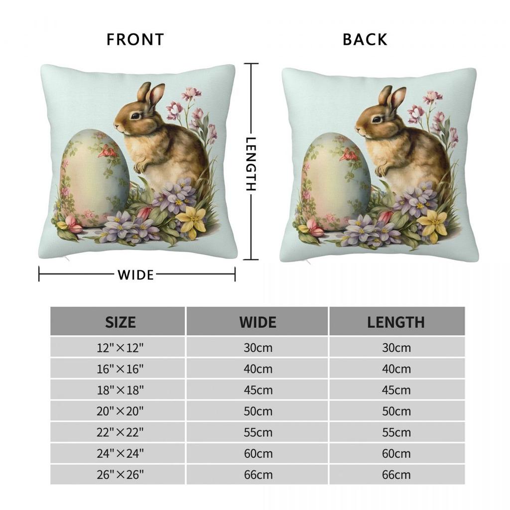 Vintage Easter Bunny And Eggs Pillow Cover Watercolor Cushion Cover Square Pillow Case Cute Pillowcases For Sofa Home Decoration