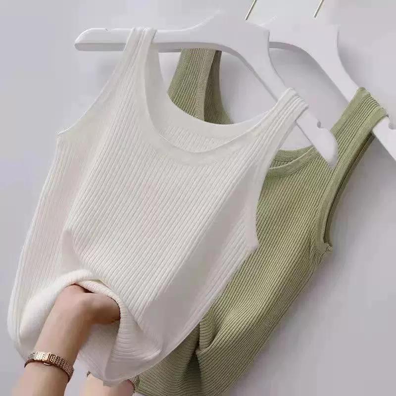 Sling Threaded Vest Women's Large Size Slim Fit Outer Wear Inner Bottoming Shirt Sleeveless Thin Vest