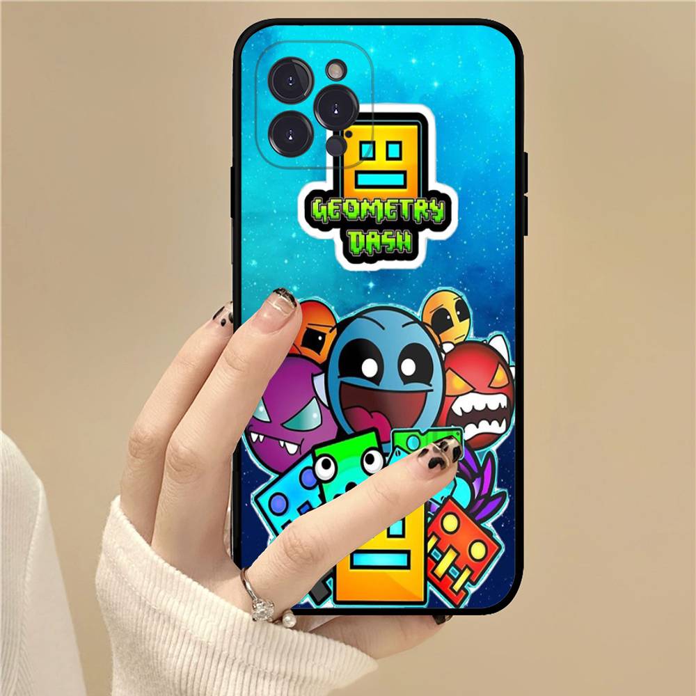 

Game Geometry Dash For IPhone 17 16 15 14 13 12 11 Pro Max Plus Shockproof Black Soft Phone Cover iPhone 14 plus