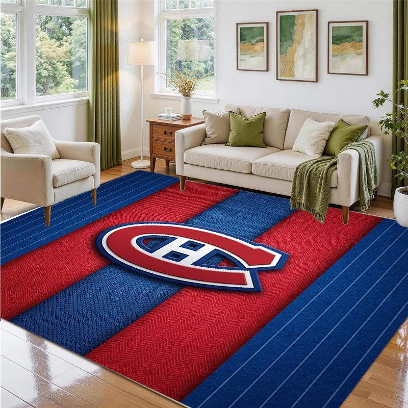 Montreal Canadiens Design Crystal Velvet Rug Soft Decorative Mat for Bedroom Entrance