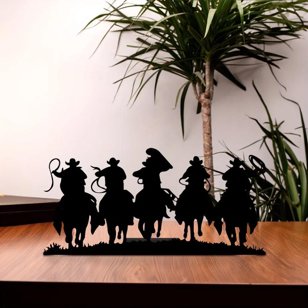 1pc Western Cowboy Desktop Decorations Desktop Metal Artwork Bookends Decorations Christmas Halloween Decorations
