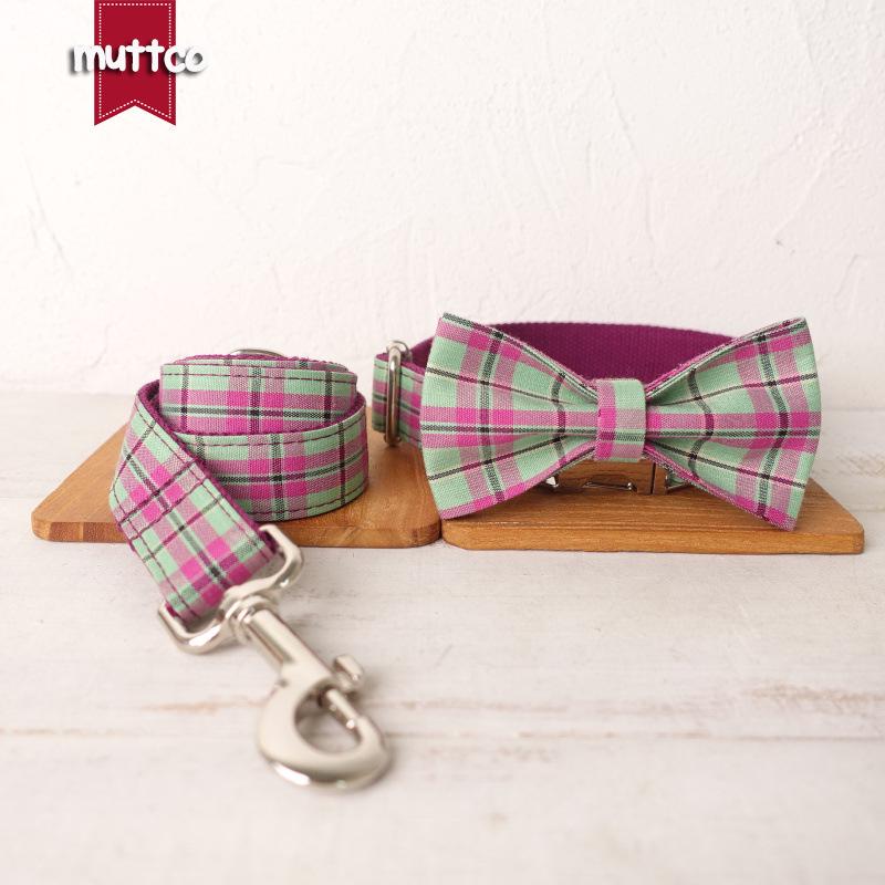 Teddy Golden Retriever Dog Collar & Leash Set with Bowknot UDC-099 by MUTTCO M