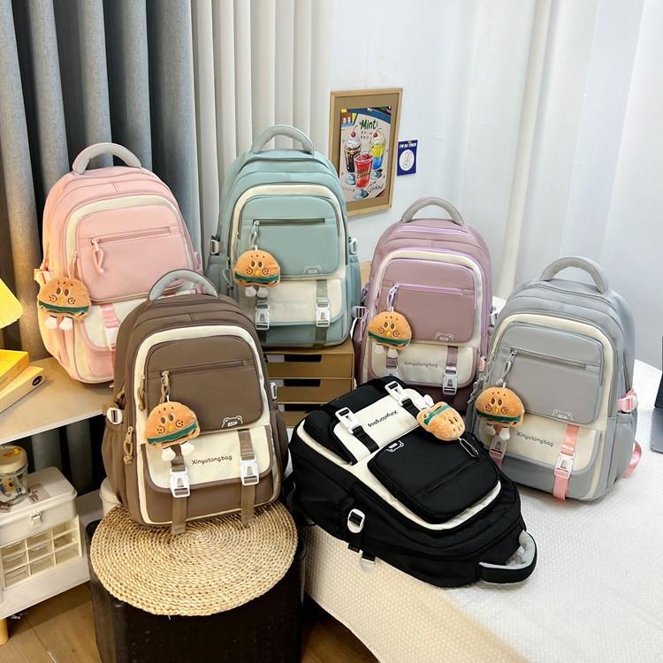 Elementary school schoolbags contrasting colors Campus junior high school girls casual backpacks High value large capacity backpacks Fashion