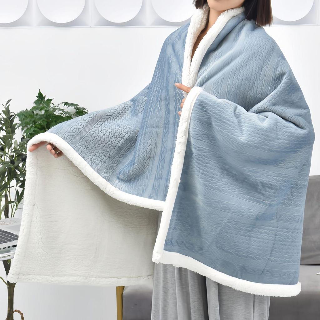 Flannel Embossed Shawl Blanket: Light Luxury, No Pilling, No Fading, Machine Washable, Ideal for Naps & Air Conditioned Spaces.