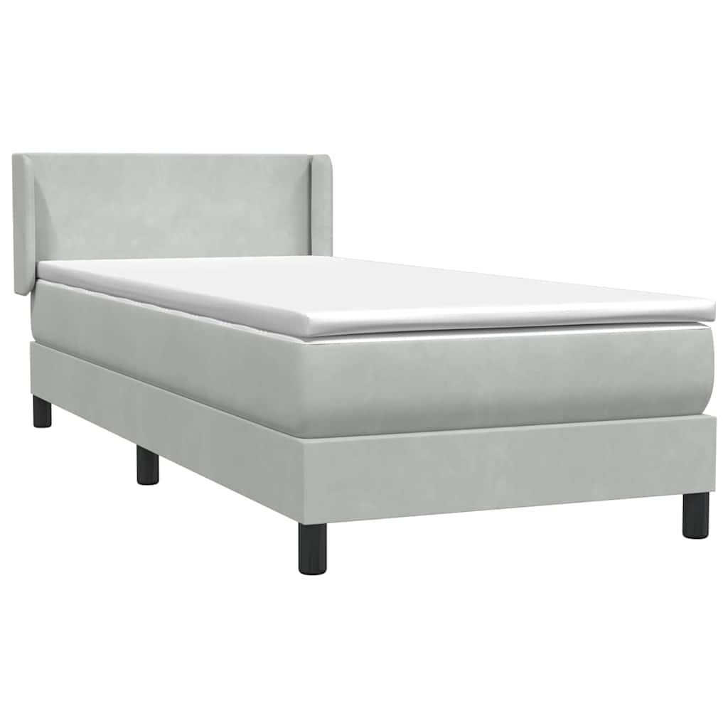 Box Spring Bed with Mattress Light Grey 80 X 210 Cm Velvet