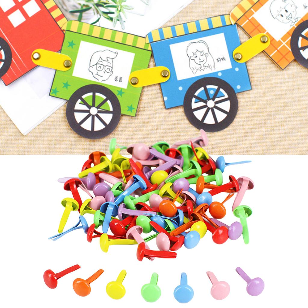 100Pcs Colored Split Pins Metal Paper Fasteners Round Brads Heart Brads Flower Brads Scrapbooking Brads for Paper Craft