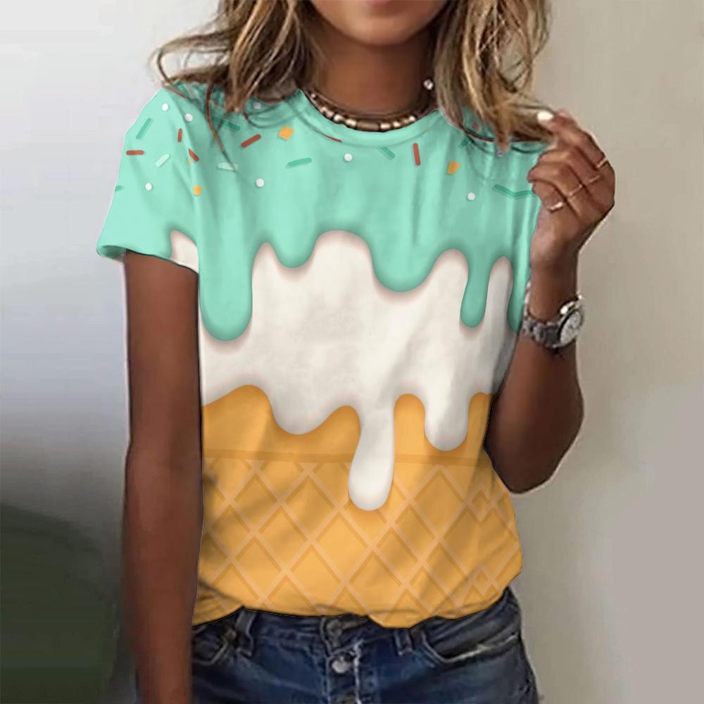 2024 Summer Round Neck Women's T-Shirt Comfortable Loose Short Sleeve Women's Top Fashionable Casual Design T-Shirt