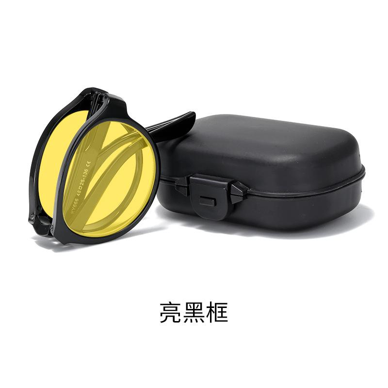New Foldable Night Vision Glasses for Driving with Box for Men Women Round Ultralight Blue Light Blocking Eye Protection Eyewear