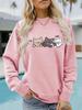 Women's Autumn/Winter Long-Sleeve Cat Print Hoodie Sweatshirt