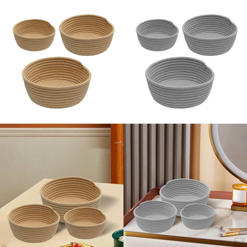 3 Stykker Bomullstau Kurver Småting Kurv Barnerom Vaskekurv for