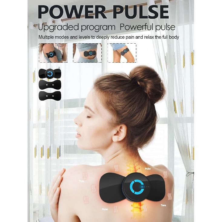 Tens Black Unit with 2 Pads,EMS Microcurrent Mini Massager Machine,Low Frequency Multi Function Physiotherapy Instrument Muscle Stimulator,Full Body