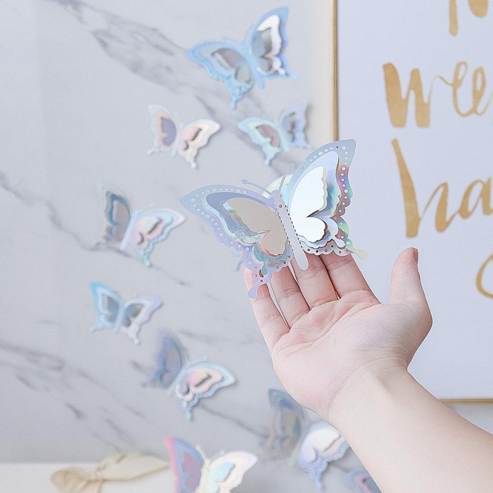 12pcs 3D Butterfly Wallpaper Self Adhesive Decal New Butterfly Wall Stickers  Festival Decoration