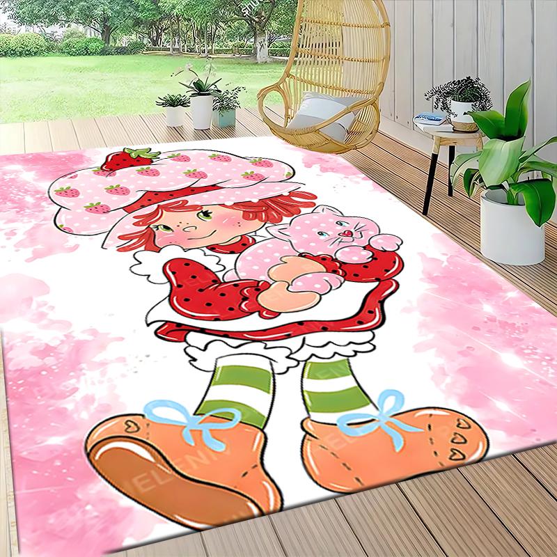 1Pc Strawberry Shortcake'S Sweet Adventure Carpet Rug Customizable Soft Washable Antislip Home Living Room Sofa Mats Personalized Rug 0917257