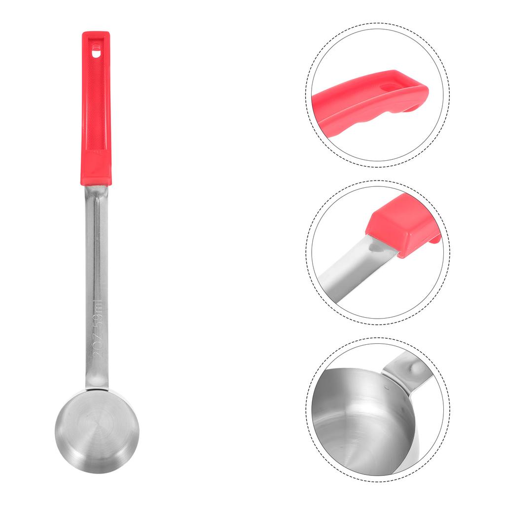 Pizza Sauce Portion Ladle Stainless Steel Serving Spoon Flat Smooth Bottom Leak Proof Handle Hanging Kitchen Sauce Scoop Portion