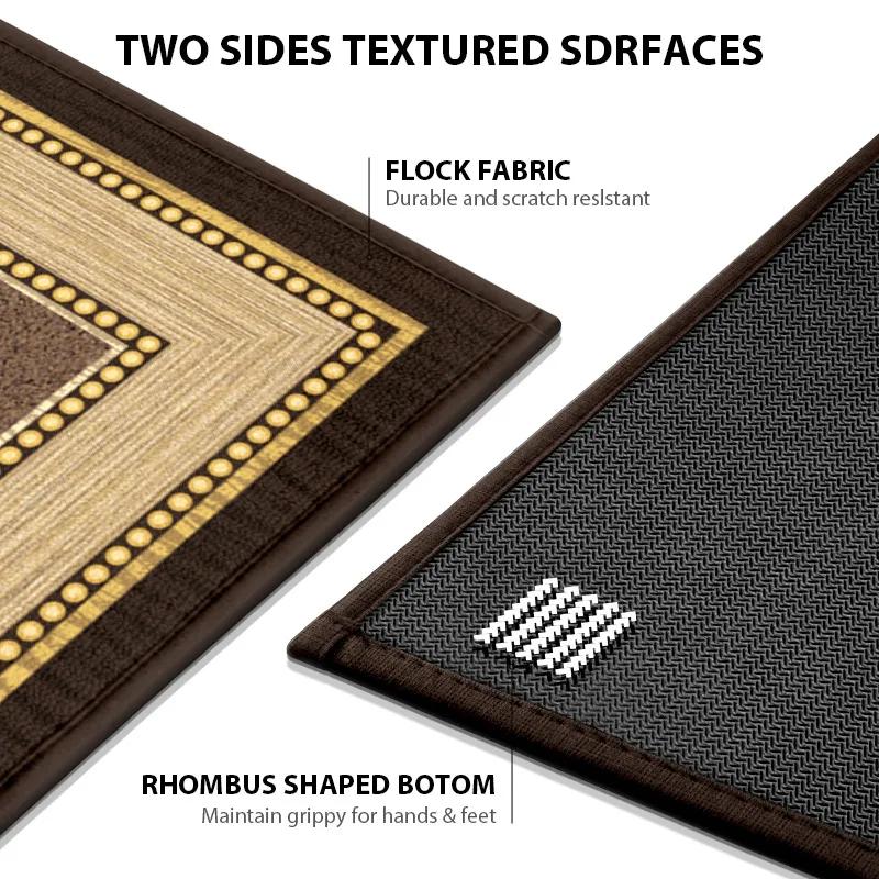 Natural Bamboo Cotton Kitchen Runner Rug - 3-Layer Oil/Water/Dirt Proof | Anti-Slip Backing | Extra Long Washable Floor Mat